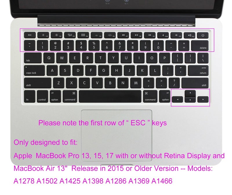 UHamn Silicone Keyboard Protective Skin Protector Cover Compatible for MacBook Air 13 inch A1369 A1466 & 2015 Versions or Older Versions MacBook Pro 13 15 inch (with or Without Retina Display) - Light Pink - Image 1